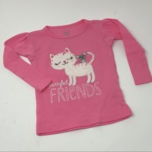 Carter’s Pink Graphic White Cat Long Sleeve Tee